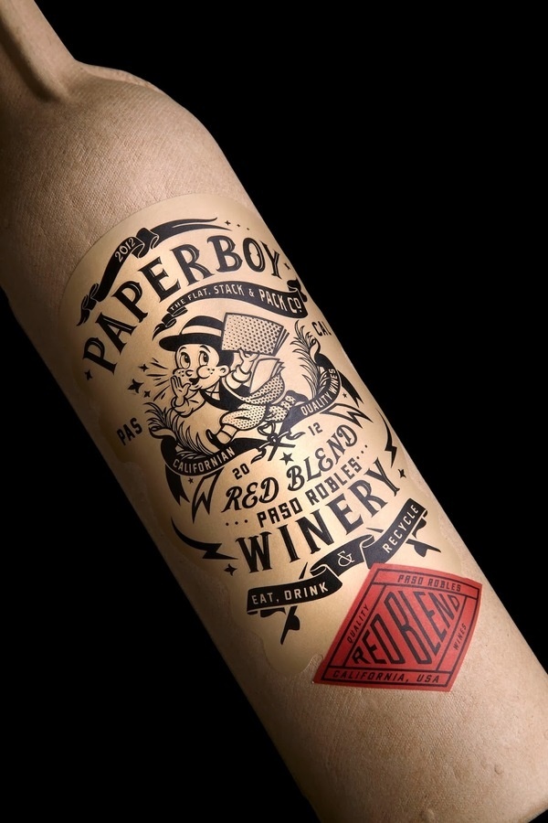 Paperboy on Packaging of the World Creative Package Design Gallery #wine bottle #recyclable