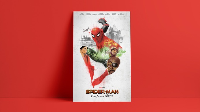Spider-Man – Far From Home - Alternate Movie Poster - The Commas #spiderman #alternativemovieposter #movieposter #filmposter #thecommas #keyart #marvelstudios #marvel #marvelcomics #comics #potserdesign #posters