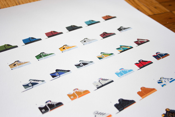 Skate Shoes of the 90s Print by Nathan Manire #shoes #collection #print #design #icons #illustration #series #art #fashion #style