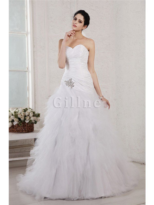Abito da Sposa Alta Vita con Applique A-Line Cuore Principessa