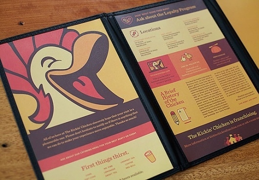If this Chicken's a Kickin' don't Come a Cluckin' - Brand New #menu #graphic #identity