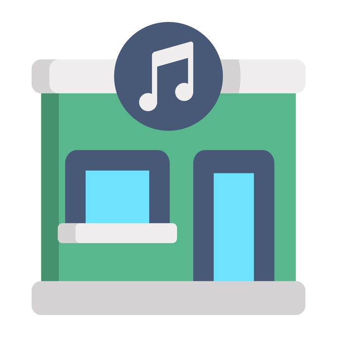 See more icon inspiration related to music shop, architecture and city, music store, music notes, brand, quaver, building, logo, squares and music on Flaticon.
