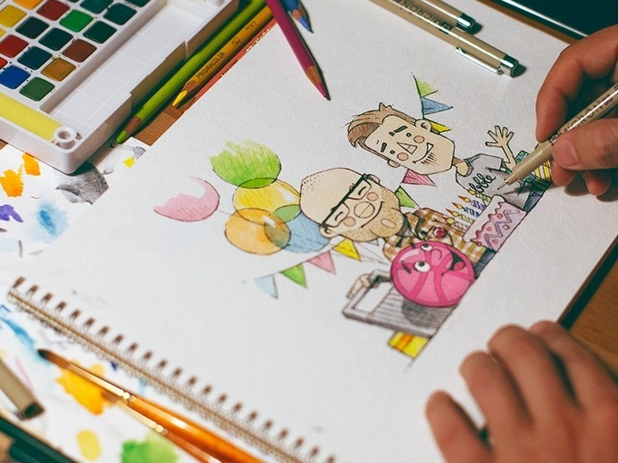 Happy B-day @Dribbble #dribbble #colours #drawn #pencils #hand #sketch