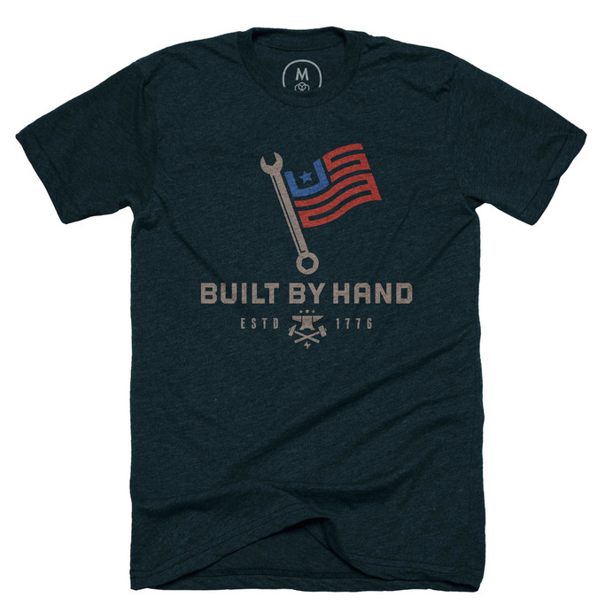 Built by hand by Mike Bruner #collar #t-shirt #usa #blue #work