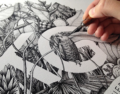 Agence Karine Garnier #ink #initials #plants #lettering #intricate #monogram #name #drawing #detail #flowers