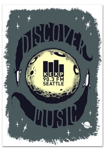 Familytree » Blog Archive » KEXP postcard #radio #retro #handmade #rocket #poster #moon