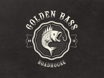 Golden Bass Roadhouse - Fantasy Vintage Logo #logo #fish