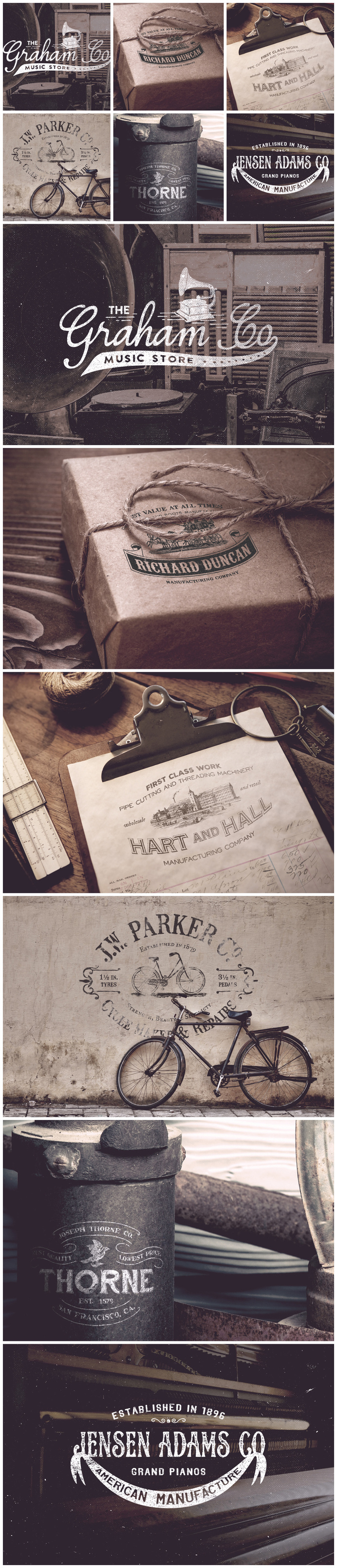19th Century Vintage Logos - Logos - 4 #font #stamp #logos #premium #free #retro #insignia #vintage #kit #logo #pack #typography
