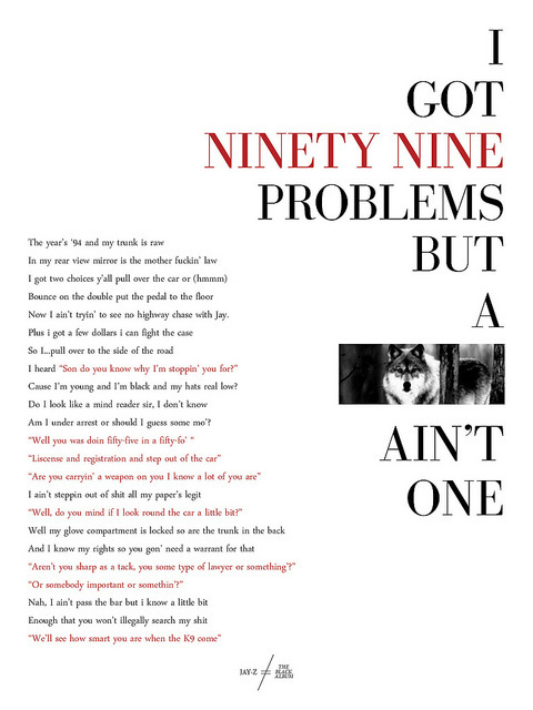 Poster #red #white #bodoni #black #jay #problems #and #99 #typography