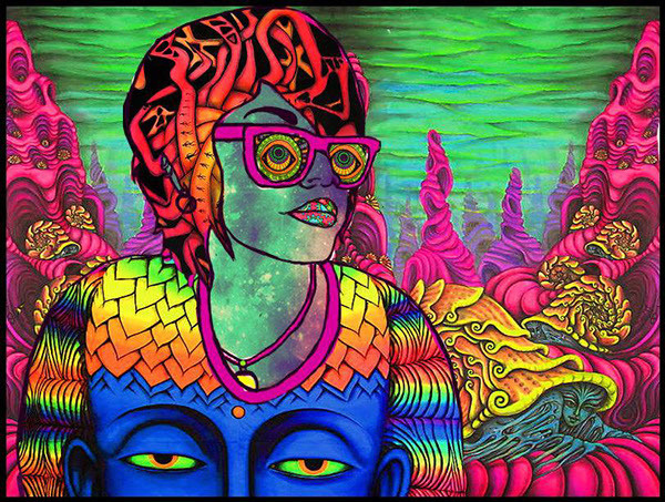Digital Self Portrait by Shruti Anand #self #portrait #patterns #psychedelic #neon