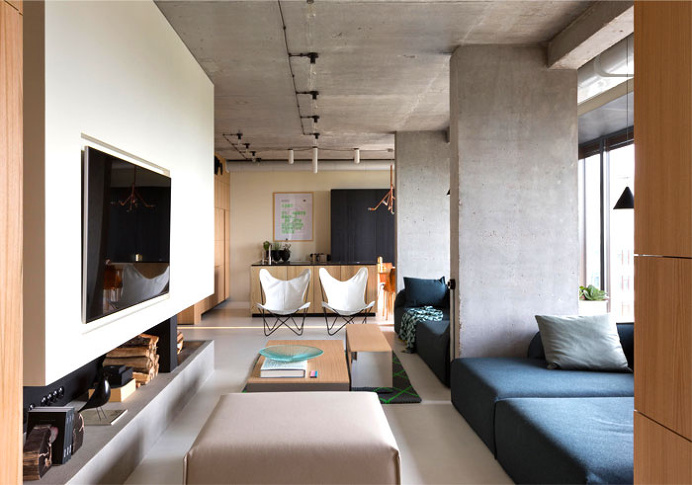 Fresh Green Plants, Copper and Concrete at Apartment Designed by Olga Akulova - interior design, interior, decor, home decor, home design, # #interiordesign