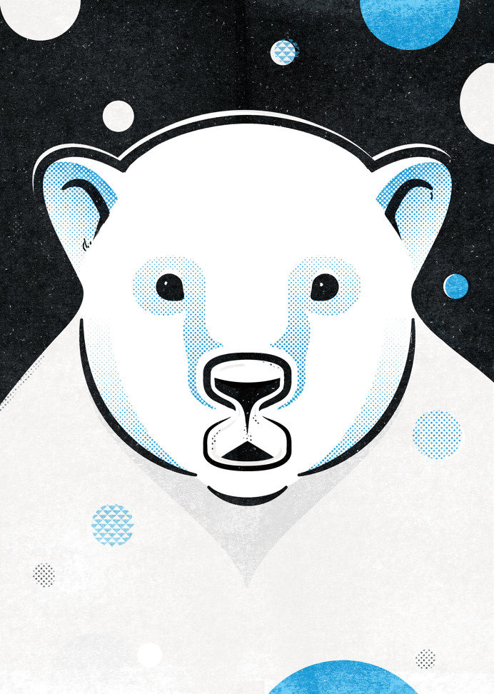 Bear in Mind exhibition 2015 #illustration #print #halftone #bear #polar #wwf #blue #black #awareness