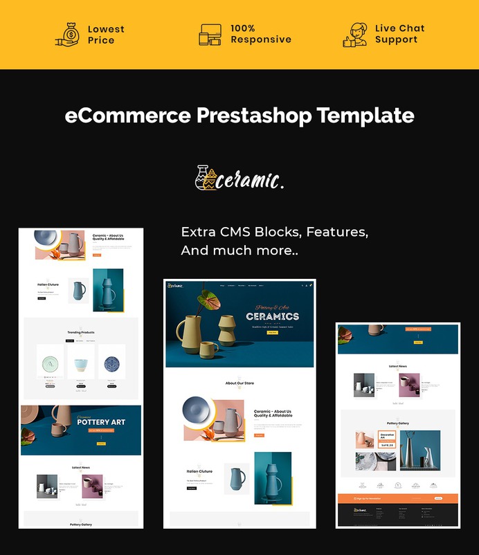 #Ceramics & #Pottery #Decor - #Prestashop #Responsive #Theme | #TemplateTrip #eCommerce #Website #Design #Template