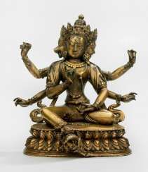Rare fire-gilt Bronze of the Vajravahari on a Lotus