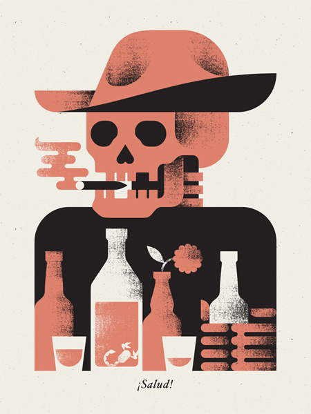 Poster inspiration example #472: Salud_dribble #illustration #poster #skull