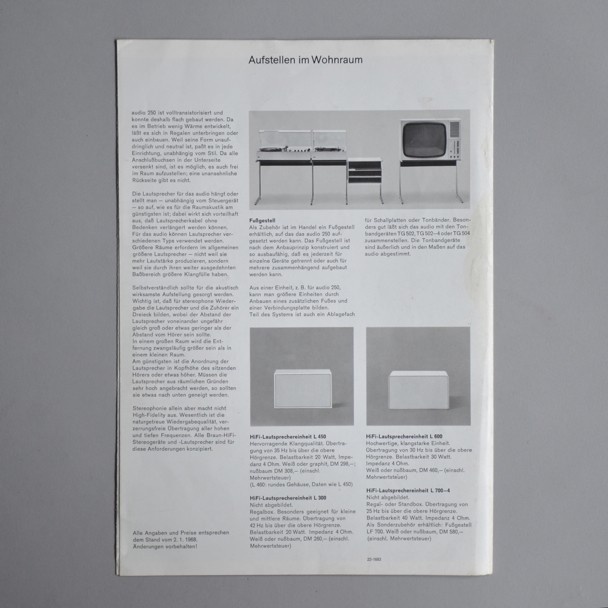 Braun audio 250 brochure 1967 via www.dasprogramm.org