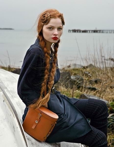 red hair, long braids #plait #red #woman #girl #photo #lips #hair #ginger