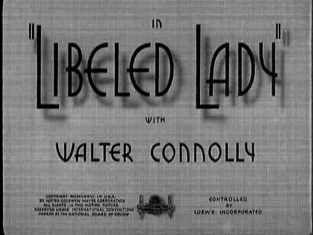 Libeled Lady (1936) Title Card #movie #lettering #title #card #vintage #type