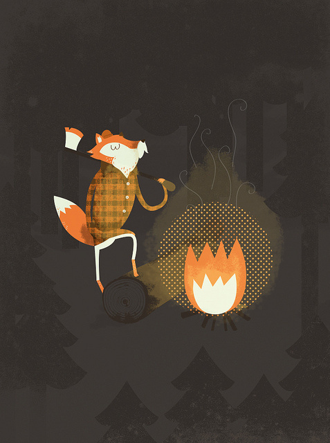 5617256922_c4cab3090a_z.jpg (477×640) #lumberjack #illustration #fire #fox