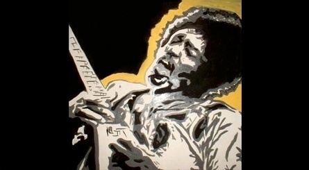 Jag Nagra is Page 84 Design #white #jimi #yellow #black #painting #hendrix