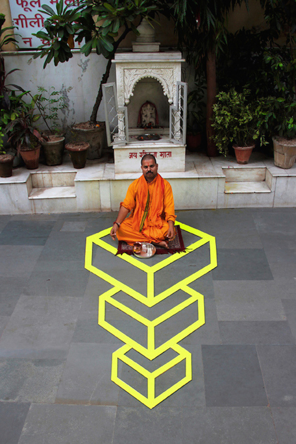 AAKASH NIHALANI CUBE ART #tape #street #street art #tape art #cube art