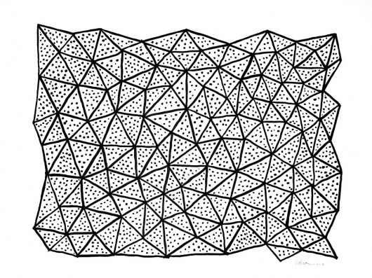 Dan Bina, Walking on Eggshells #facets #ink #bina #dan #dots #art #triangles #drawing