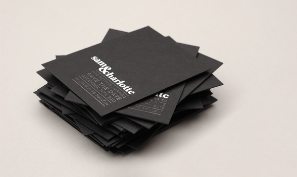Sam and Charlotte - Save The Date Foiled Invites #white #black #simple #monochrome #elegant #minimal #and #wedding