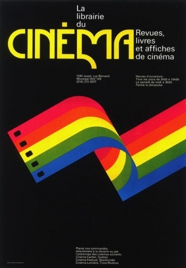 The CANADIAN DESIGN RESOURCE » La Librairie du Cinema Poster #canada #raymond #designers #design #bellemare #poster #1977 #typography