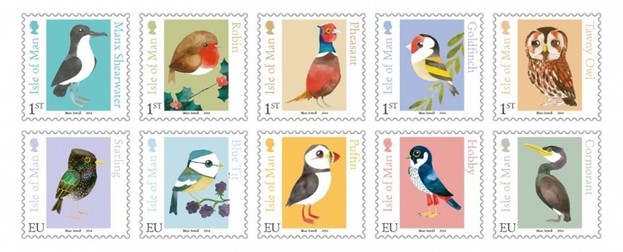 Isle of Man Birds stamps, by Matt Sewell