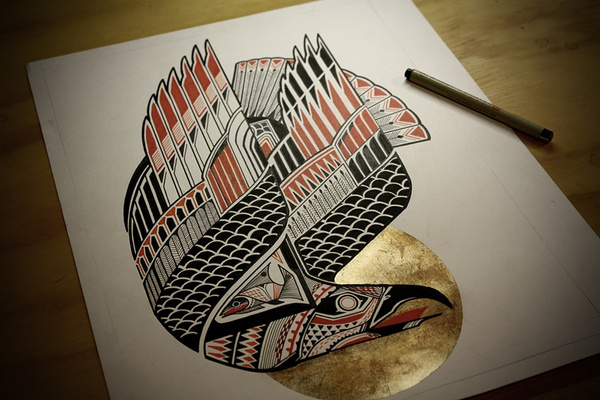 Splash Image #fish #illustration #tattoo #eagle #golden #gold #artist