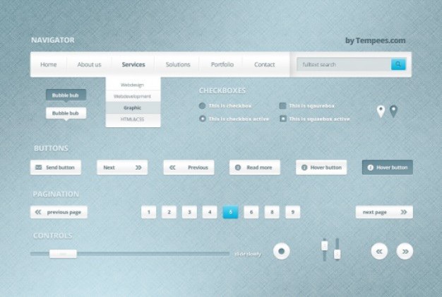 Ui kit with web elements psd material Free Psd. See more inspiration related to Menu, Web, Elements, Ui, Buttons, Psd, Web elements, Web button, Material, Navigation, Ui kit, Horizontal, Kit and Controls on Freepik.