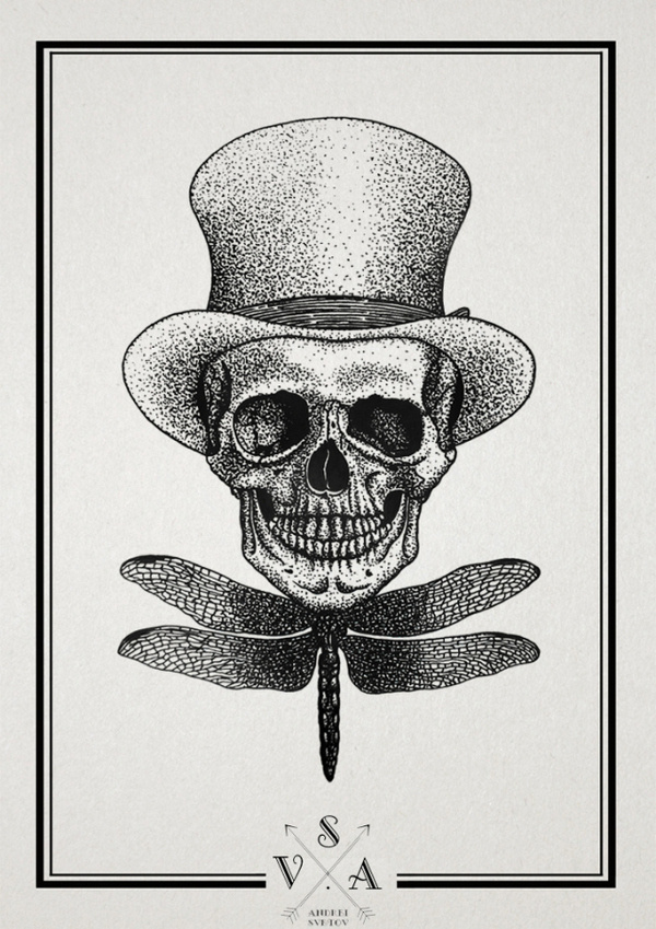 tumblr_mdj6dwACKK1r7lzpno1_1280 #dragonfly #skull #top #hat