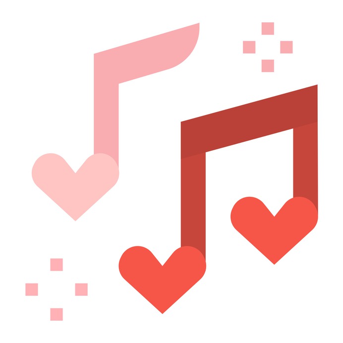 See more icon inspiration related to music, love, ballad, love and romance, music and multimedia, romantic music, valentines day, music player, music notes, romantic, quaver, song and hearts on Flaticon.