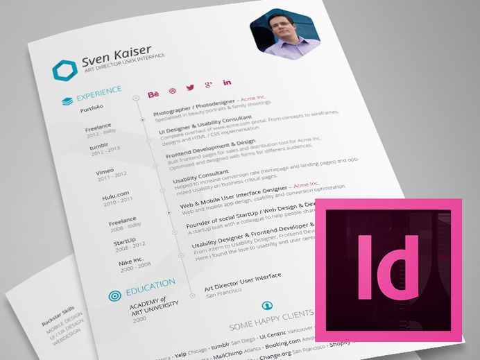Free Indesign Resume Template for UI Designer