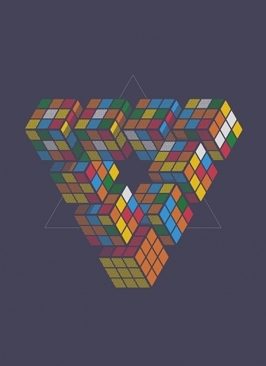Impuzzable Triangle Art Print by John Tibbott | Society6 #rubiks #geometry #cube