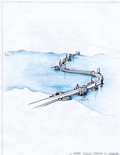 Support pillars with a sea view | Abitare En #bridge #illustration #river