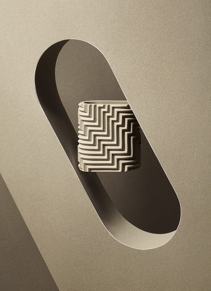 Phill Cuttance adds to his collection of Jesmonite herringbone objects