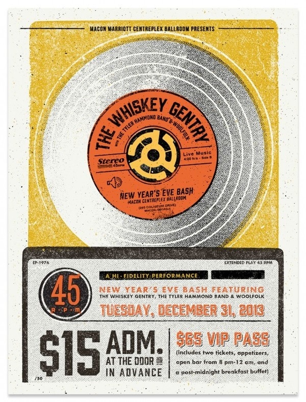 The Whiskey Gentry - NYE Gig Poster #whiskey #woolfolk #giant #modern #gig #print #design #gentry #the #screen #illustration #poster #hammond #tyler #band