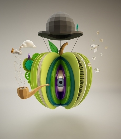 CULTURAPPLE – ÁMBITO CULTURAL on the Behance Network #render #digital #illustration