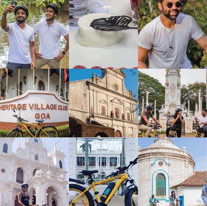 Riding through the whites of Goa will make you feel like you are on a movie set. Some movie stars feel that way too. #letsblive #funoverfuel #oldgoa #northgoatrails #fun #ev #ecotourism #eco #tours #ebikes #discovery #goavibes