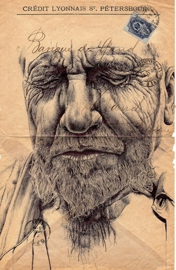Colossal | An art and design blog. #stamp #portrait #envelope #vintage #pen