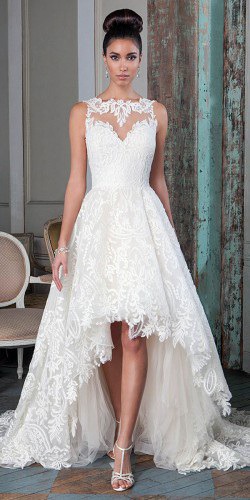 For brides who can't decide between long and short dress, we offer the collection of high low wedding dresses. These dresses are unconventional, but they are as elegant and chic as the classic wedding dress.