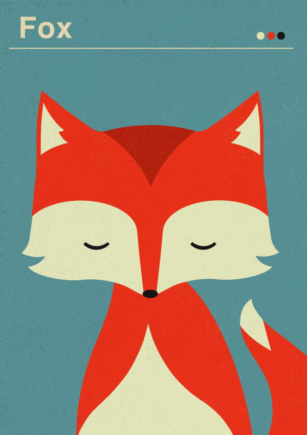 fox, tiny, illustration, color