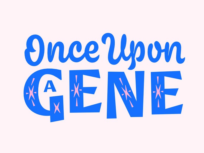 Once Upon a Gene mid century podcast logo wordmark logotype type script lettering