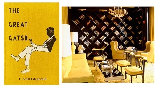 Google Image Result for http://www.clarkraedesign.com/blog/wp-content/uploads/2012/03/gatsby-yellow2.jpg #interior #design #yellow #book #black #cover #illustration #art #deco