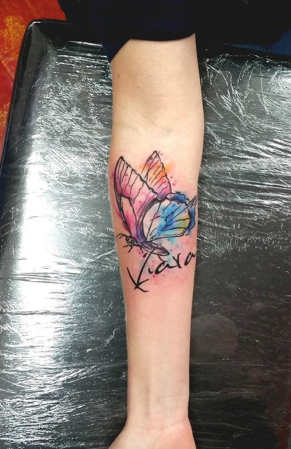 #Amazing #Butterfly #Tattoo #Designs  #watercolor #forearm