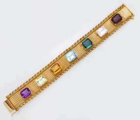 Gold bracelet with Color stones