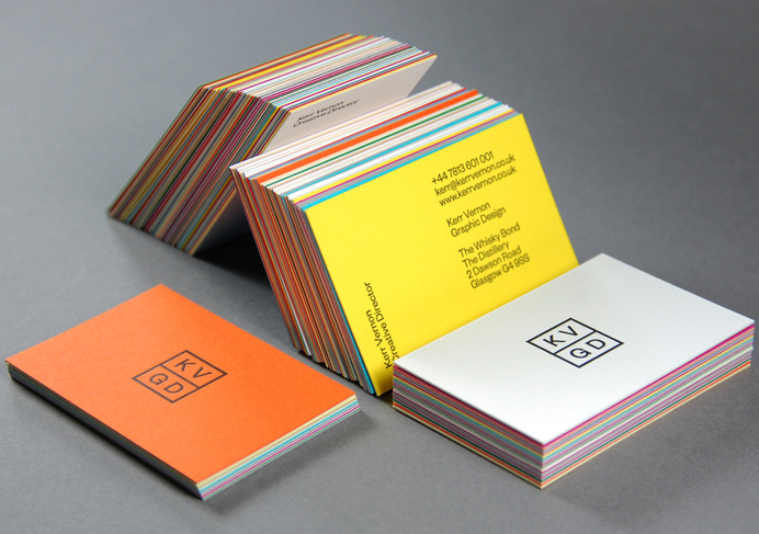 Logo, duplex colorplan and letterpress business cards designed by Kerr Vernon for design studio KVGD #business #card #stationery #logo #layout #colour