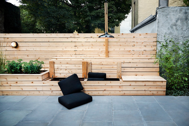 Modern in Bed Stuy contemporary patio #interior #wood #design #bench