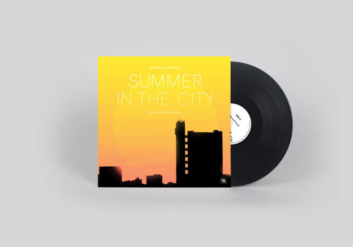 Wizard: Summer in the city #album #sun #london #yellow #trellik #artwork #cover #vinyl #towers #architecture #silhouette #gradient